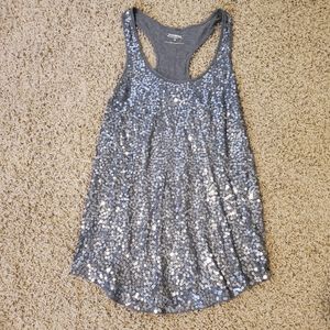 Express silver sparkly racerback tank top